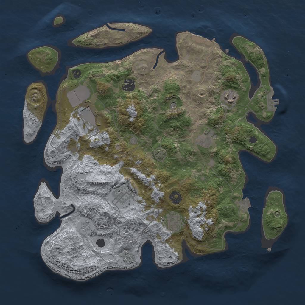 Rust Map: Procedural Map, Size: 3500, Seed: 1701, 15 Monuments