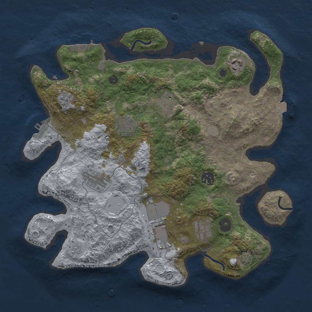 Rust Map: Procedural Map, Size: 3500, Seed: 137128520, 16 Monuments
