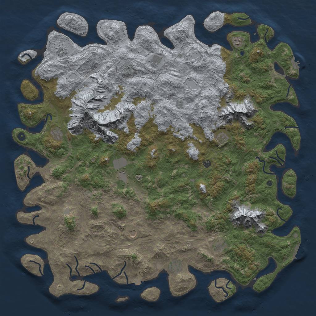 Rust Map: Procedural Map, Size: 6000, Seed: 100996402, 19 Monuments