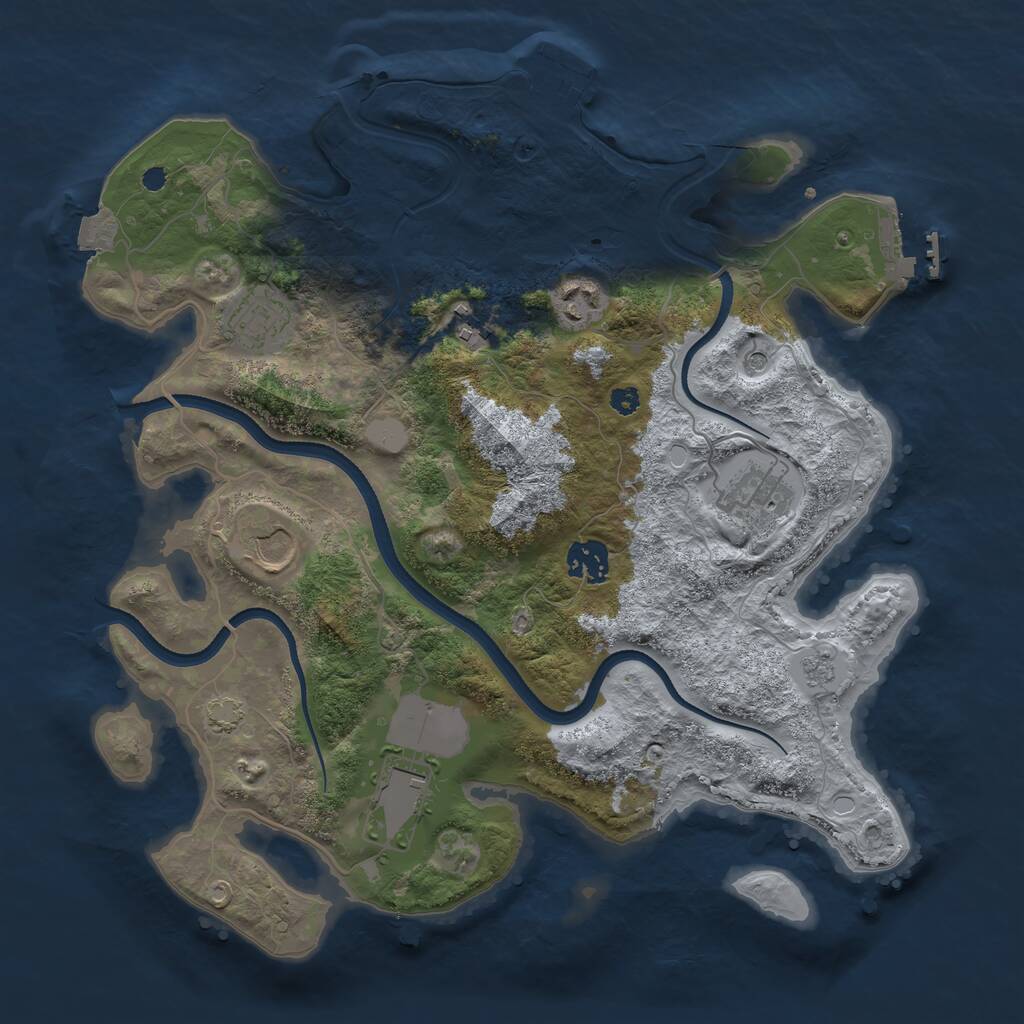 Rust Map: Procedural Map, Size: 3500, Seed: 411921689, 13 Monuments