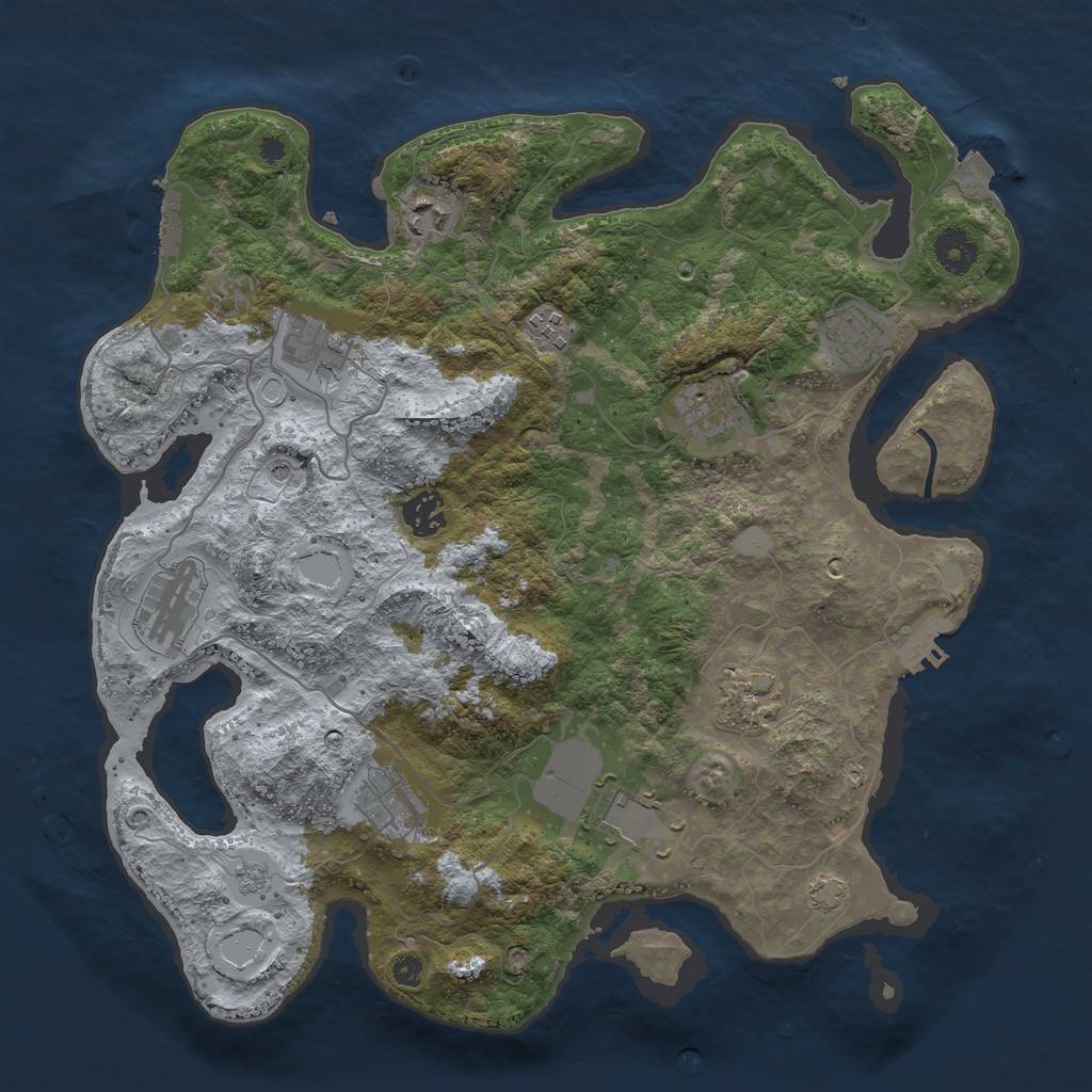 Rust Map: Procedural Map, Size: 3700, Seed: 974081549, 18 Monuments