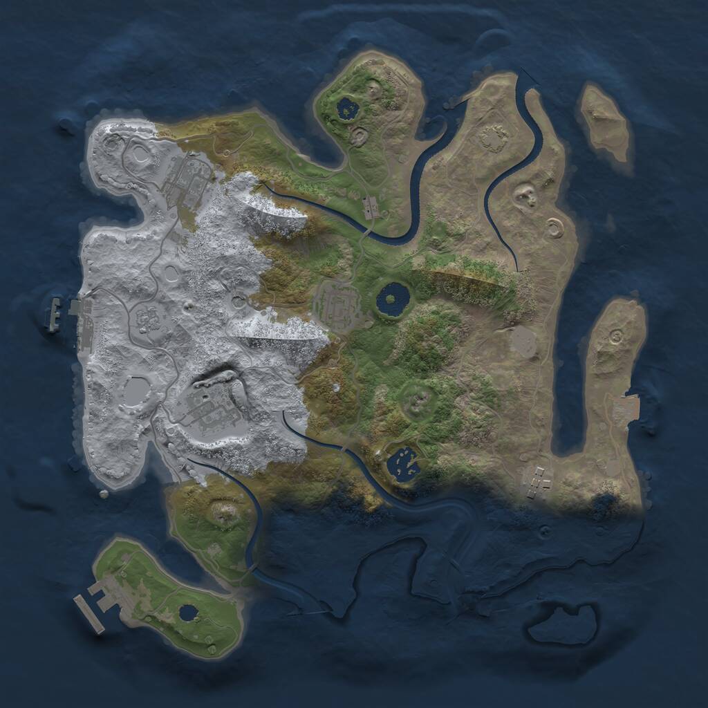 Rust Map: Procedural Map, Size: 3250, Seed: 8565645, 11 Monuments