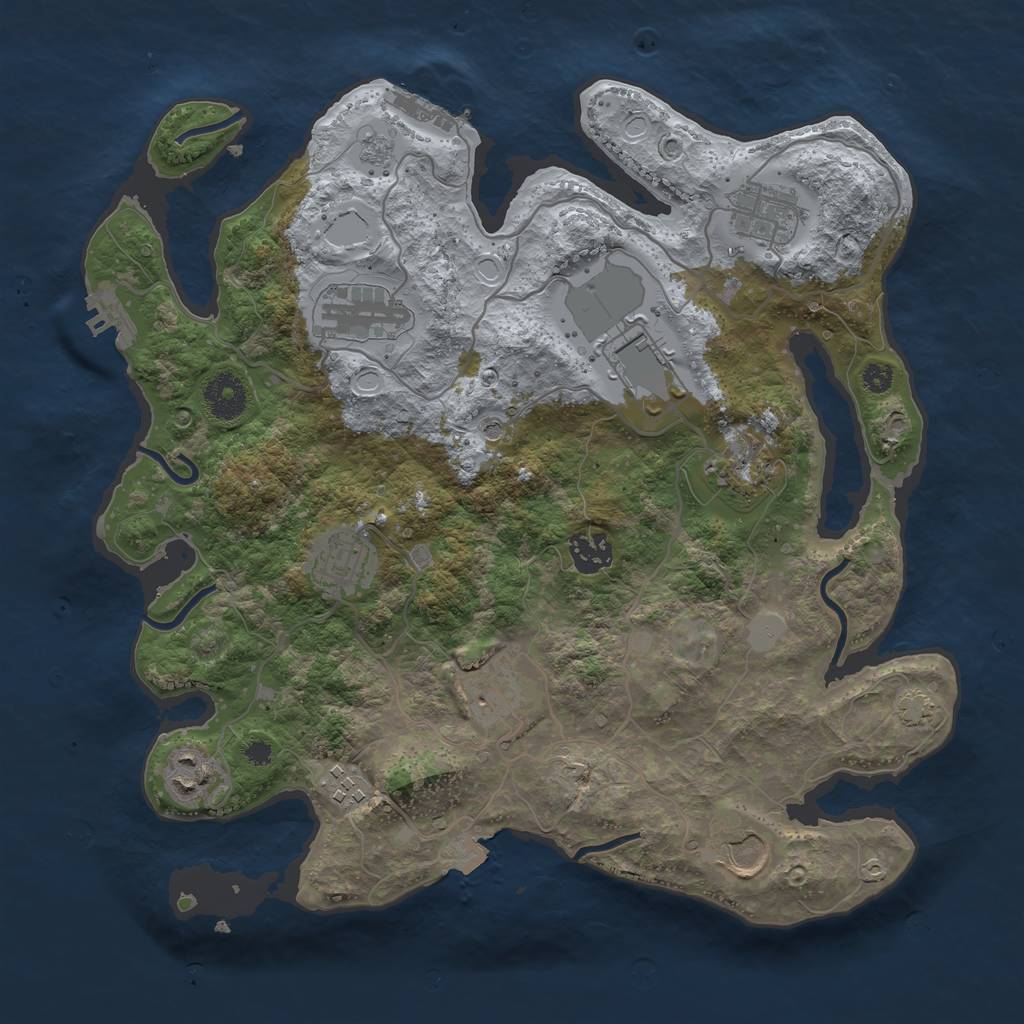 Rust Map: Procedural Map, Size: 3500, Seed: 1956536868, 18 Monuments