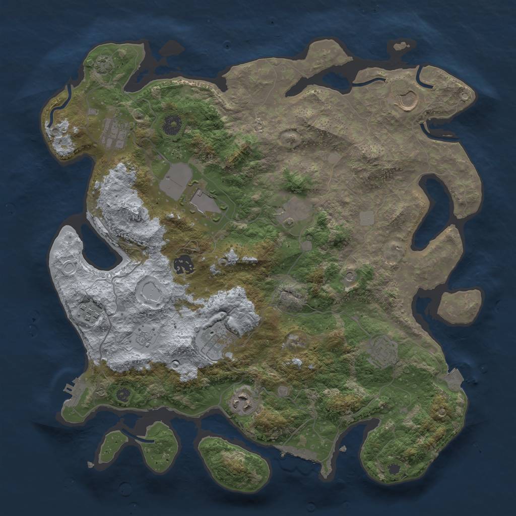 Rust Map: Procedural Map, Size: 3800, Seed: 60726896, 17 Monuments