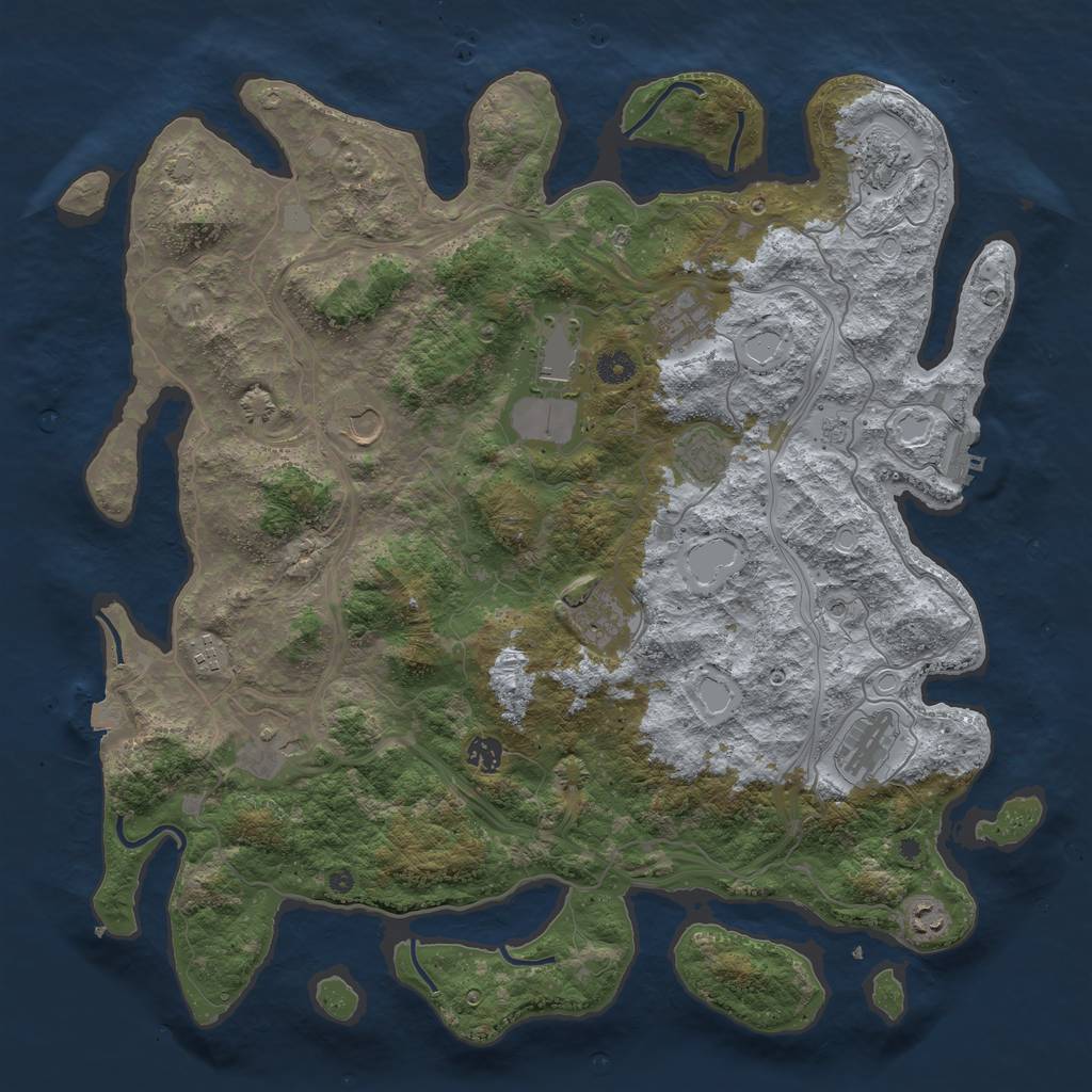 Rust Map: Procedural Map, Size: 4500, Seed: 90935651, 18 Monuments