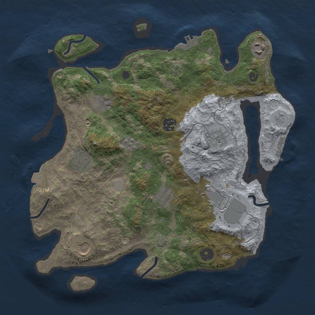 Rust Map: Procedural Map, Size: 3500, Seed: 456723325, 17 Monuments