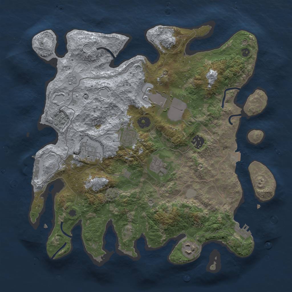 Rust Map: Procedural Map, Size: 3500, Seed: 1074484670, 15 Monuments