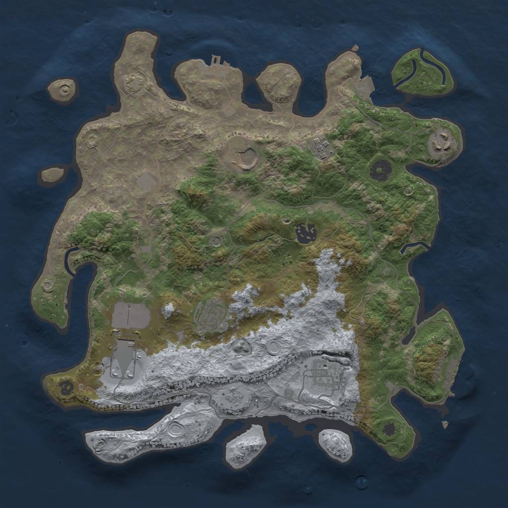 Rust Map: Procedural Map, Size: 3500, Seed: 842054023, 15 Monuments