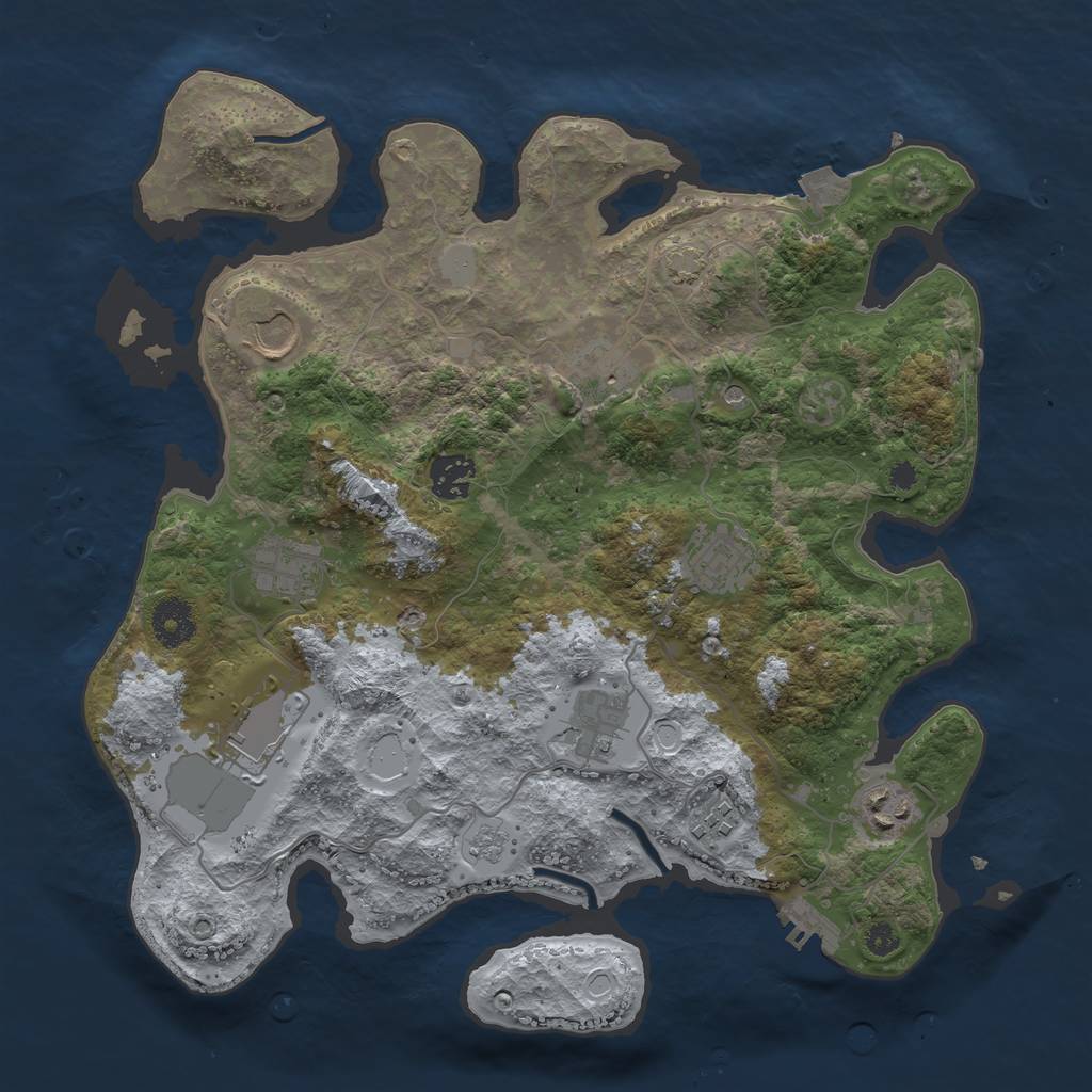 Rust Map: Procedural Map, Size: 3500, Seed: 176772781, 16 Monuments