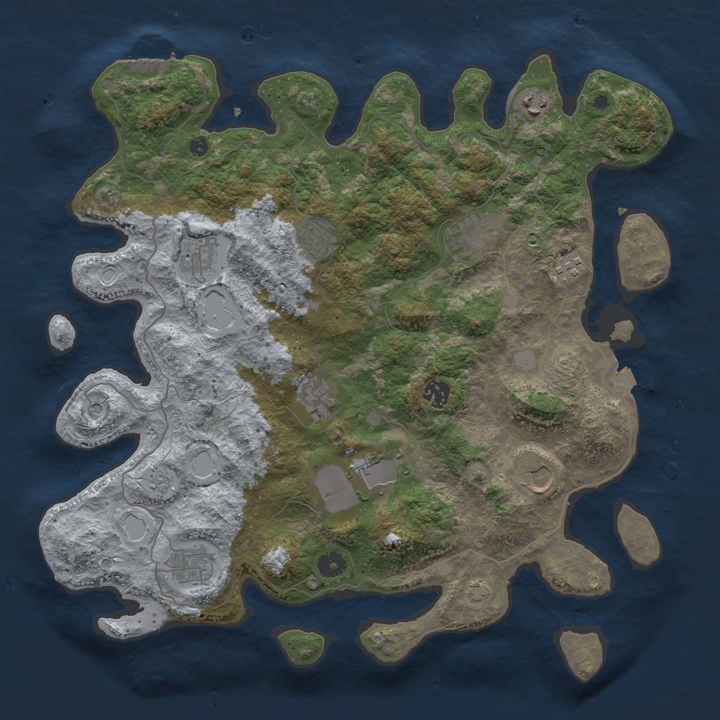 Rust Map: Procedural Map, Size: 4000, Seed: 740995395, 17 Monuments
