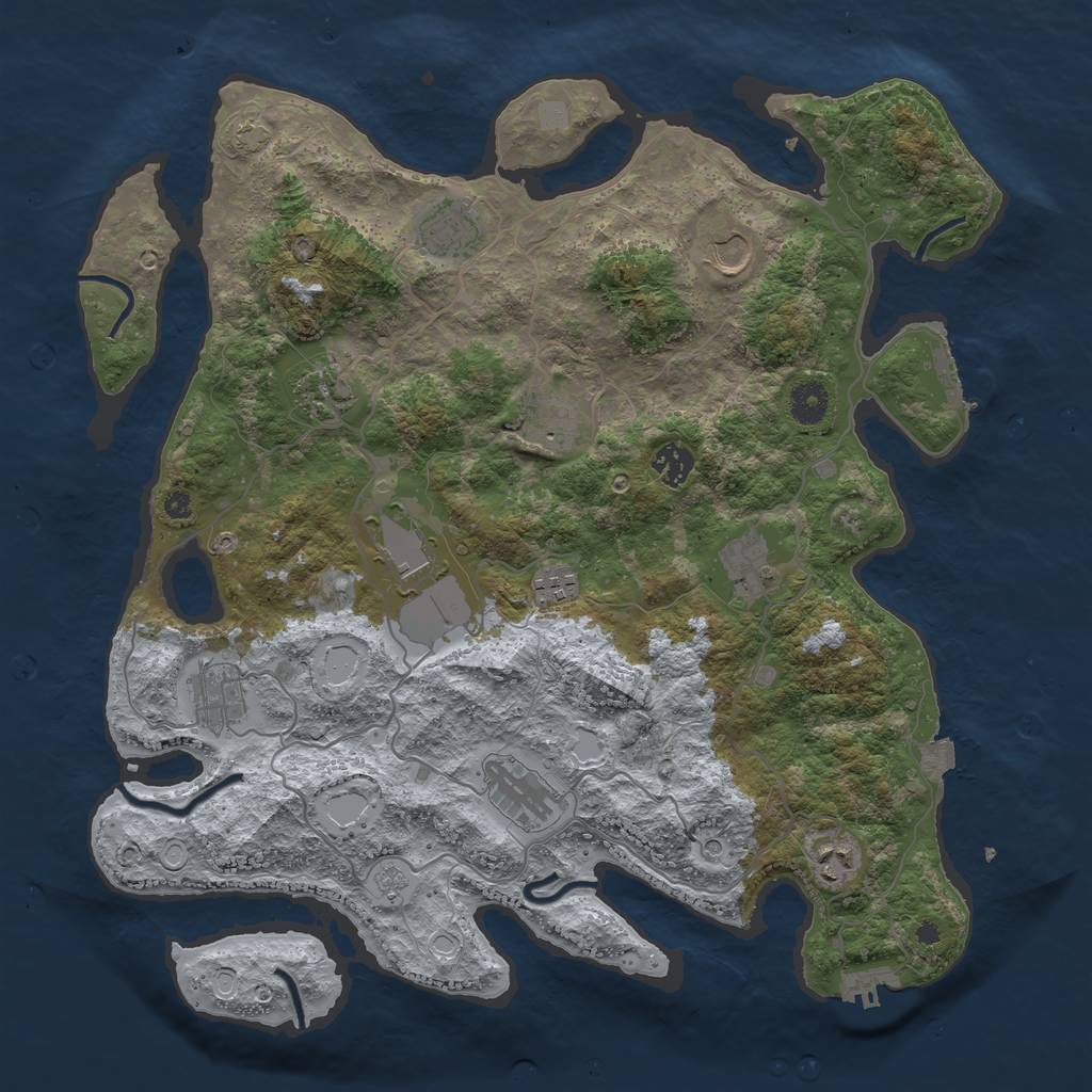 Rust Map: Procedural Map, Size: 4000, Seed: 1711706854, 19 Monuments