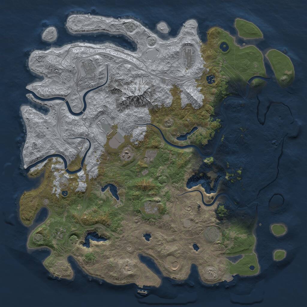 Rust Map: Procedural Map, Size: 5000, Seed: 1780525756, 17 Monuments