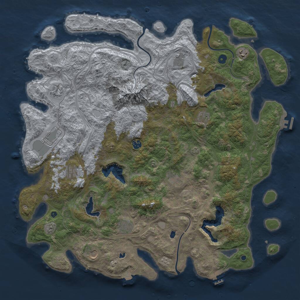 Rust Map: Procedural Map, Size: 5000, Seed: 1780525756, 17 Monuments