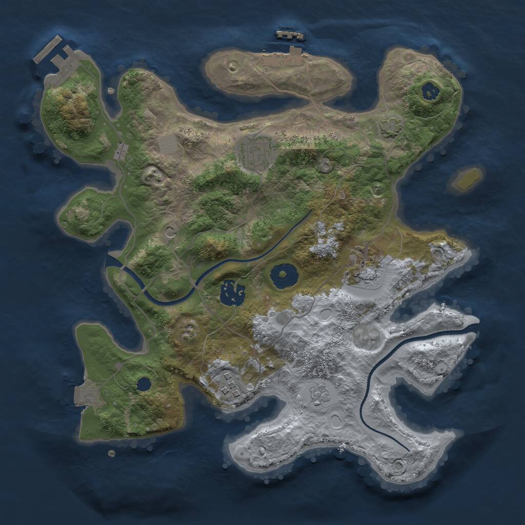 Rust Map: Procedural Map, Size: 3000, Seed: 46978665, 10 Monuments