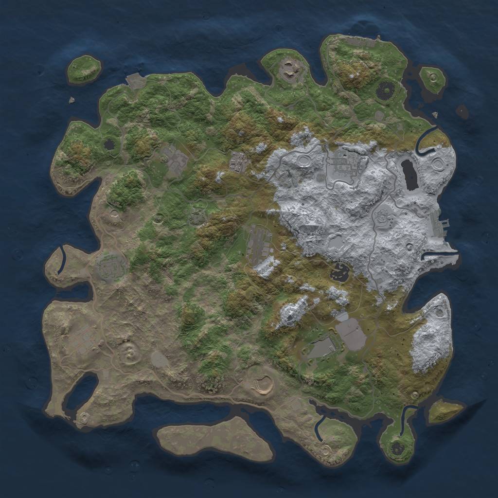Rust Map: Procedural Map, Size: 4000, Seed: 1657778945, 18 Monuments