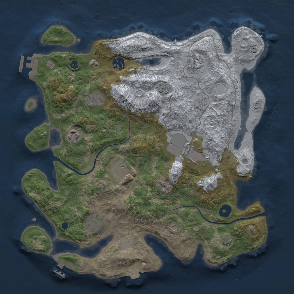 Rust Map: Procedural Map, Size: 3550, Seed: 802027941, 14 Monuments