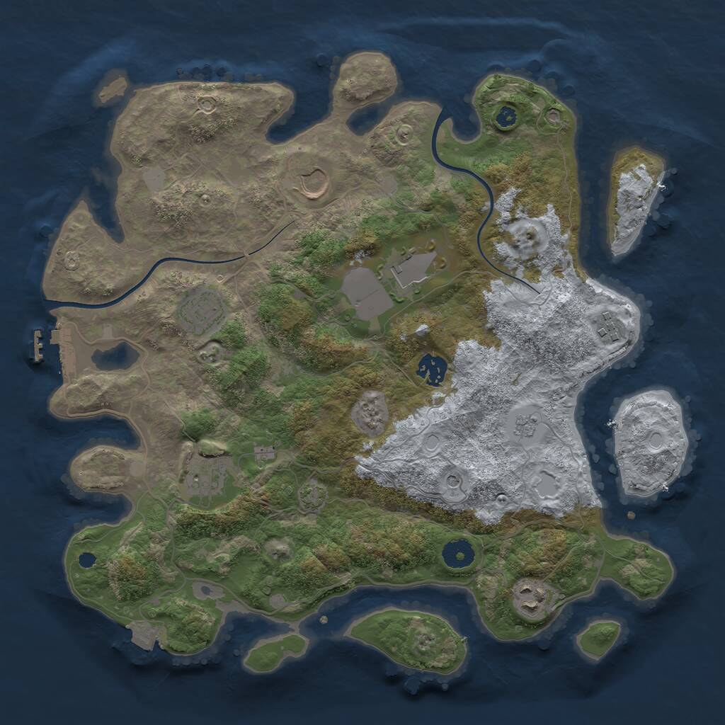 Rust Map: Procedural Map, Size: 3600, Seed: 12352, 12 Monuments