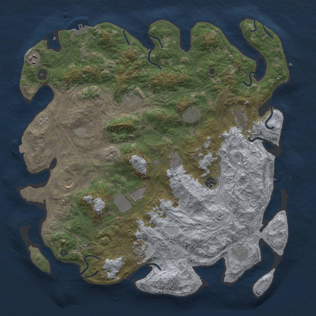 Rust Map: Procedural Map, Size: 4500, Seed: 137895392, 19 Monuments