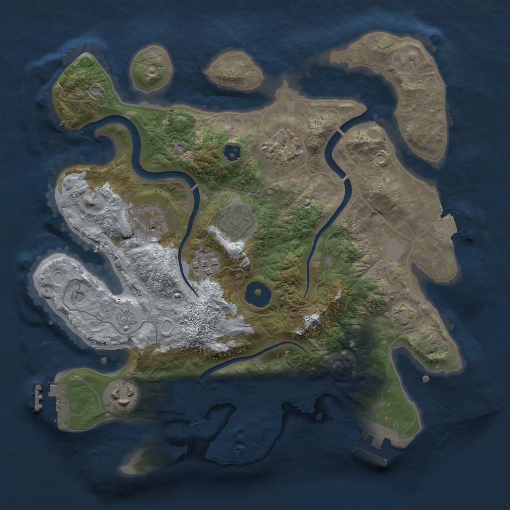Rust Map: Procedural Map, Size: 3000, Seed: 1393177406, 11 Monuments