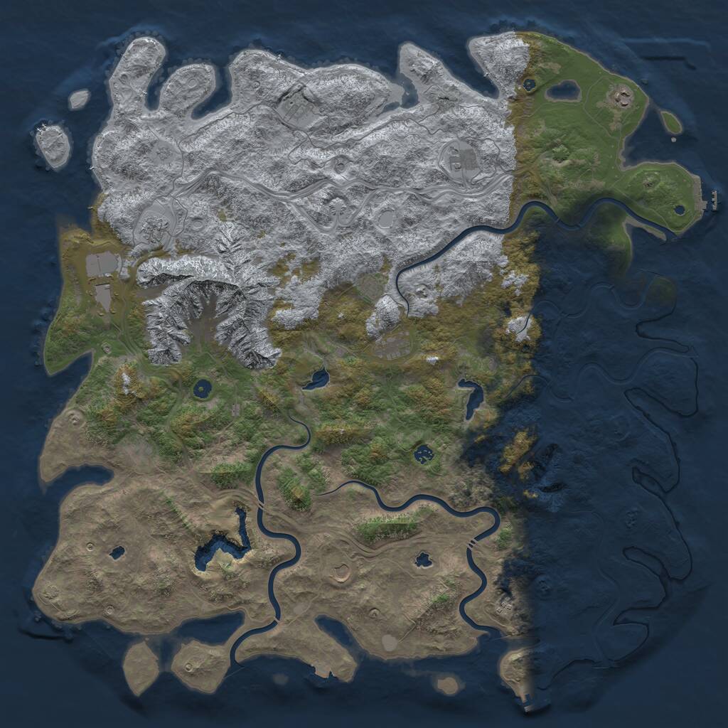 Rust Map: Procedural Map, Size: 6000, Seed: 121212, 17 Monuments