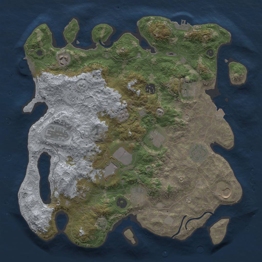 Rust Map: Procedural Map, Size: 3700, Seed: 522746088, 19 Monuments