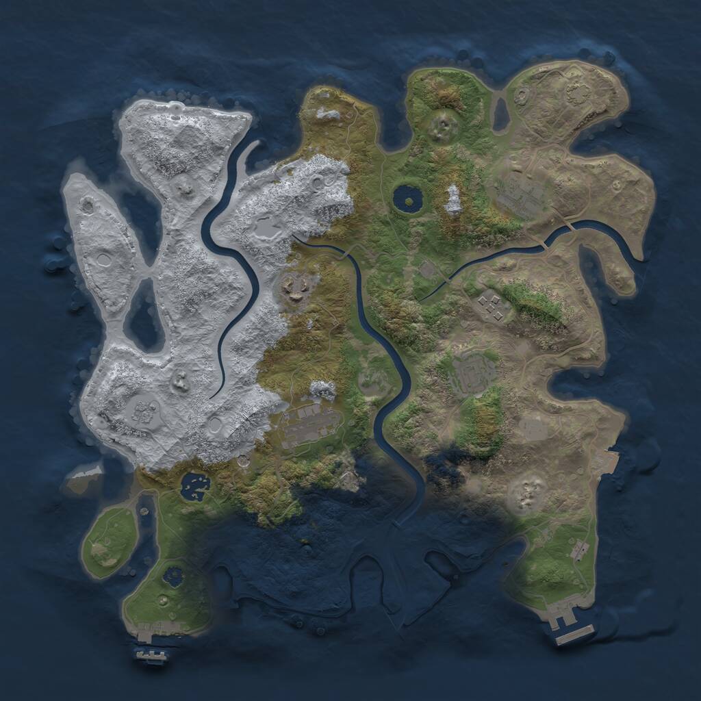 Rust Map: Procedural Map, Size: 3600, Seed: 109022023, 12 Monuments