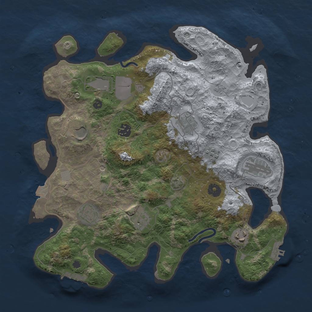 Rust Map: Procedural Map, Size: 3500, Seed: 216022024, 17 Monuments