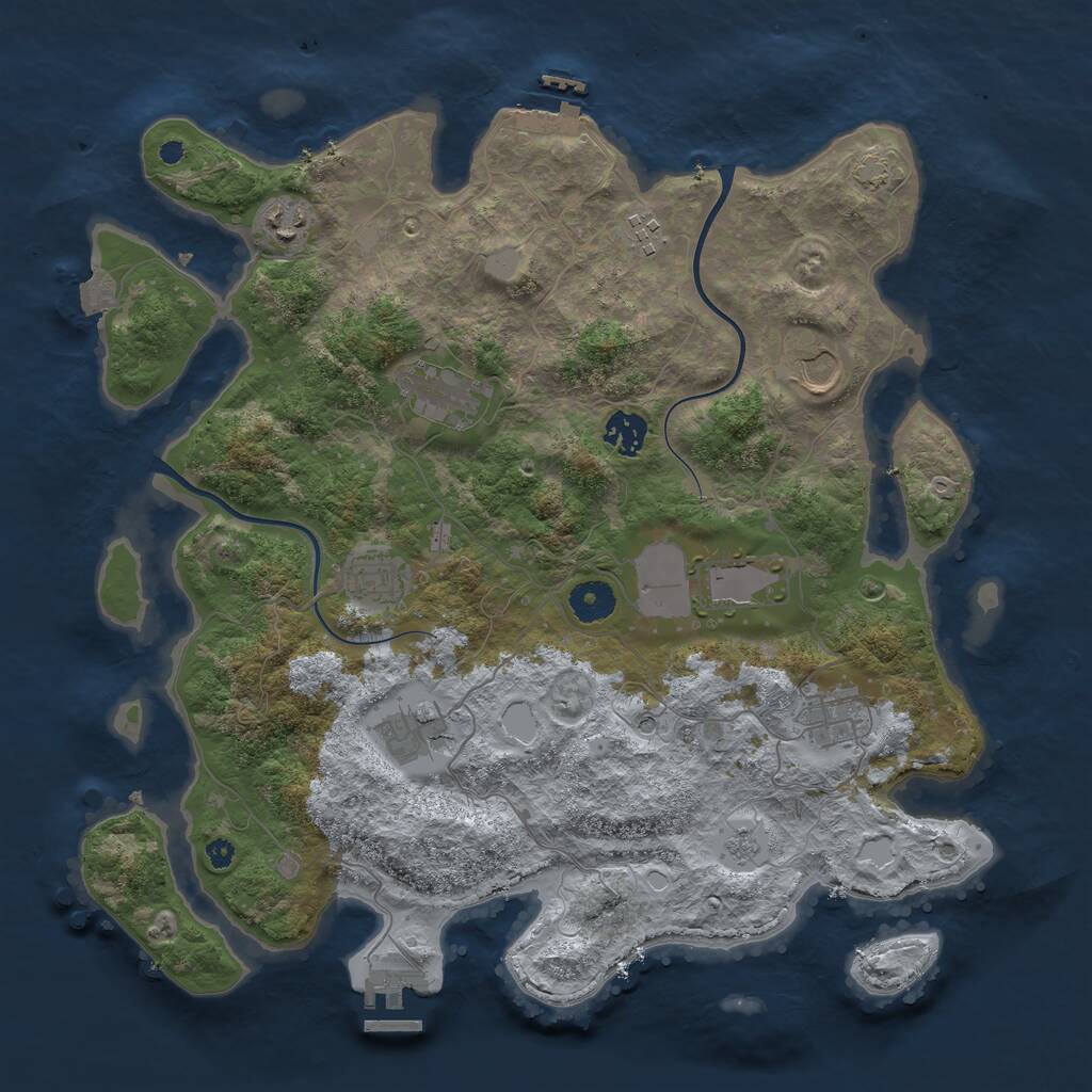Rust Map: Procedural Map, Size: 3800, Seed: 152492614, 15 Monuments