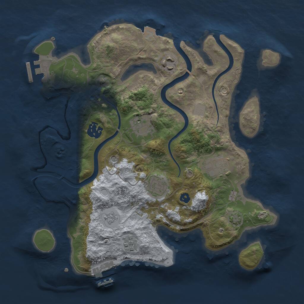 Rust Map: Procedural Map, Size: 3000, Seed: 585684380, 12 Monuments