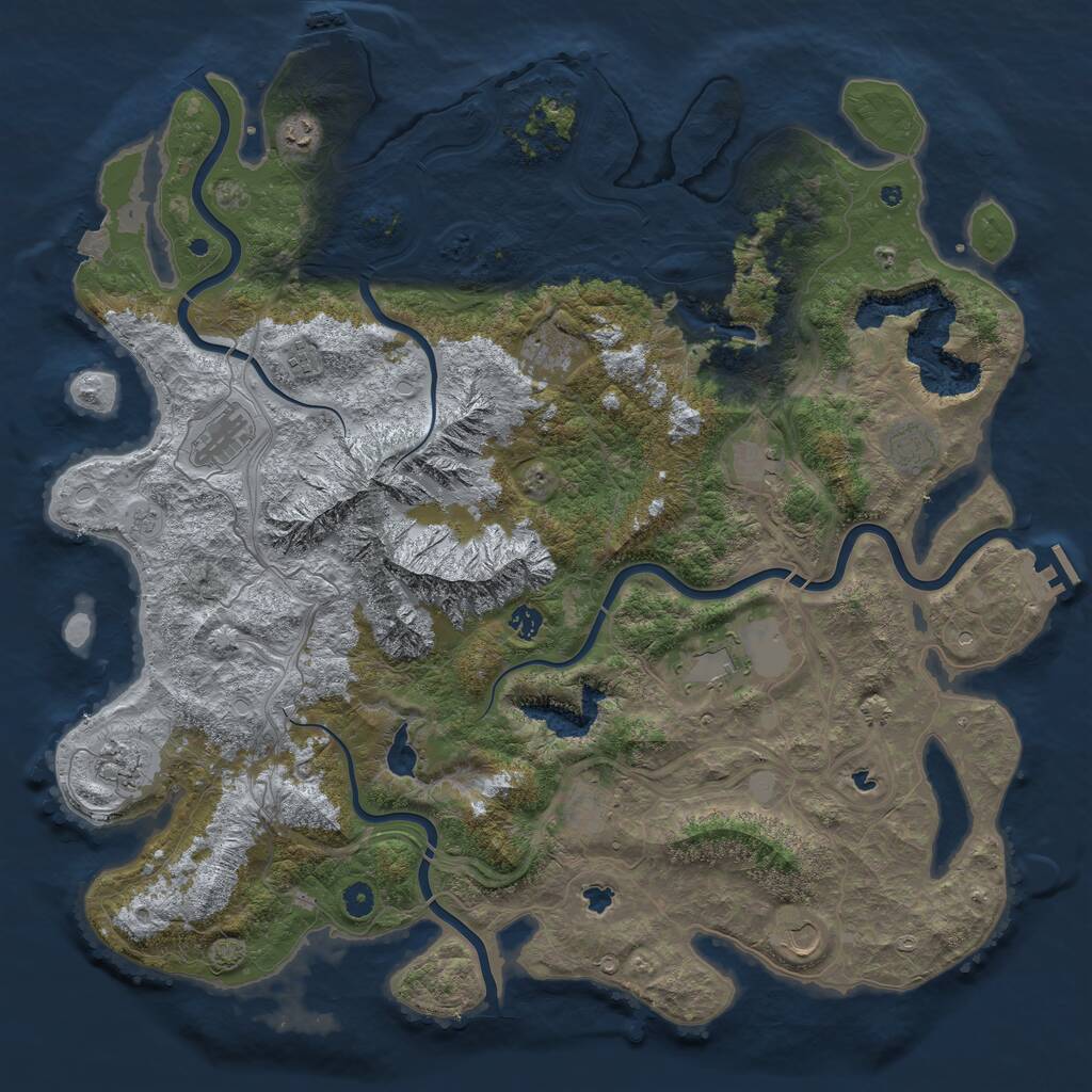 Rust Map: Procedural Map, Size: 5000, Seed: 2029175676, 17 Monuments
