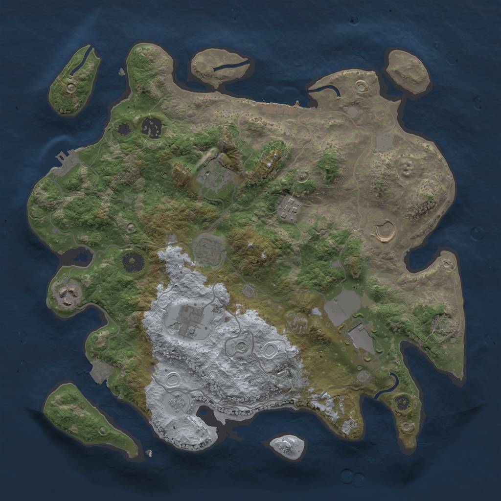 Rust Map: Procedural Map, Size: 3550, Seed: 85279747, 16 Monuments