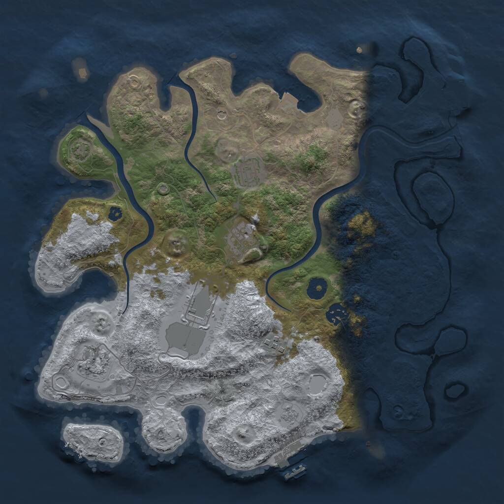 Rust Map: Procedural Map, Size: 3550, Seed: 18654744, 12 Monuments