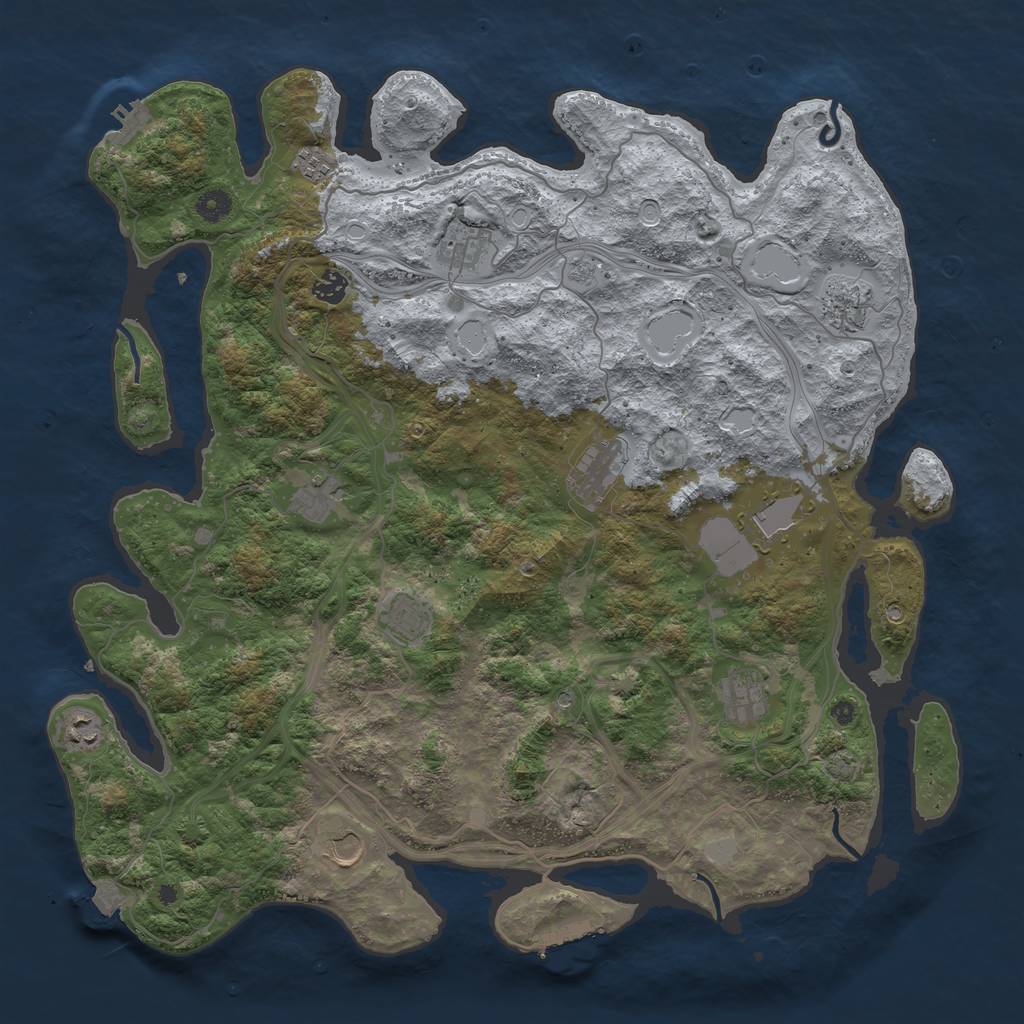 Rust Map: Procedural Map, Size: 4500, Seed: 1084631178, 19 Monuments