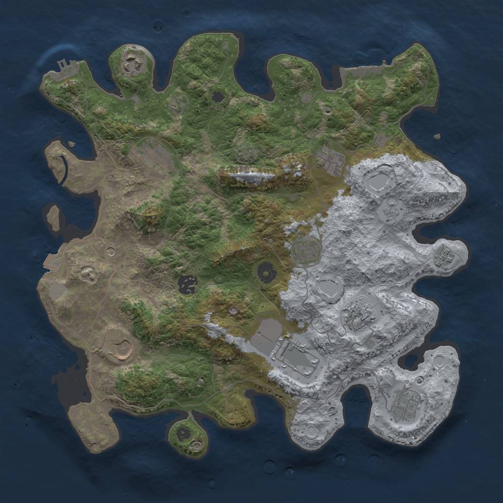Rust Map: Procedural Map, Size: 3750, Seed: 91260994, 18 Monuments