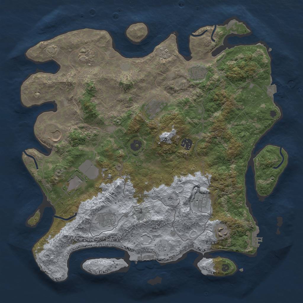 Rust Map: Procedural Map, Size: 4000, Seed: 789829510, 18 Monuments