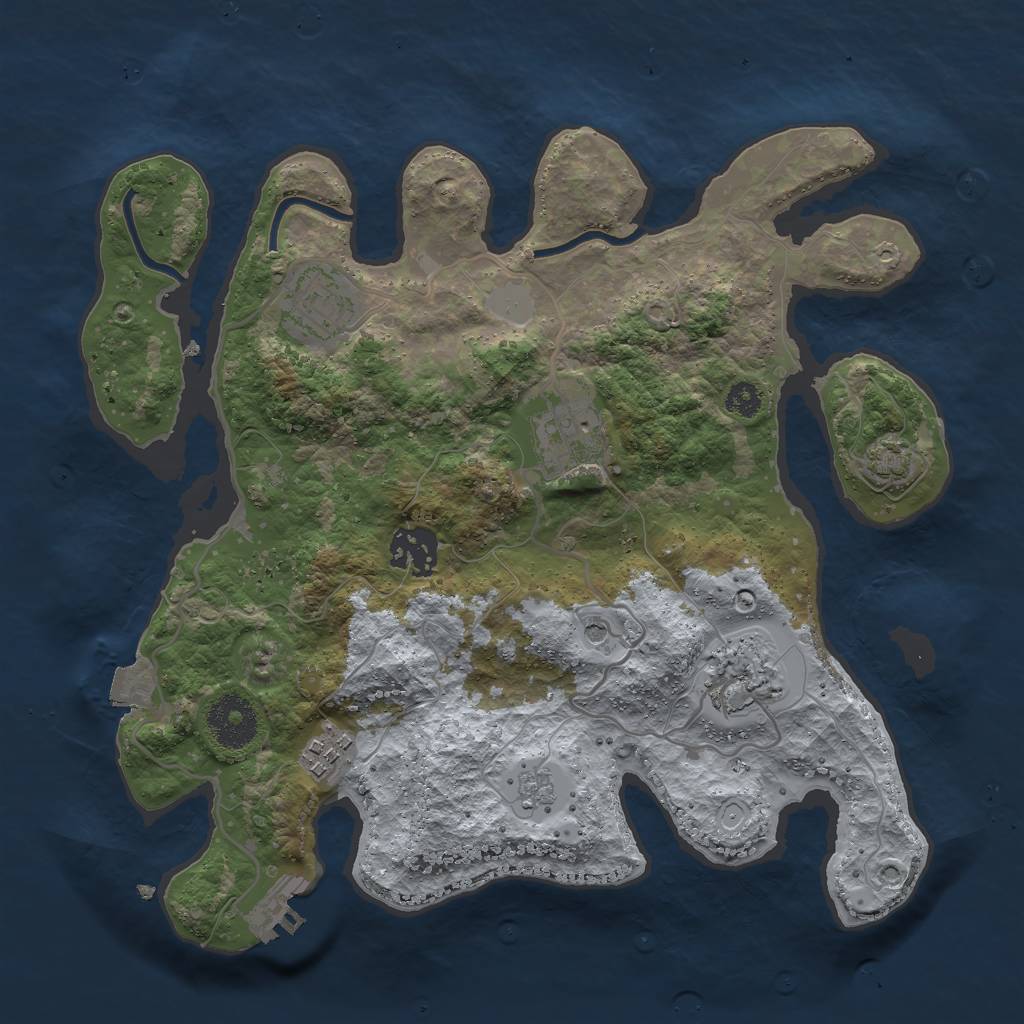 Rust Map: Procedural Map, Size: 3000, Seed: 1129667674, 12 Monuments