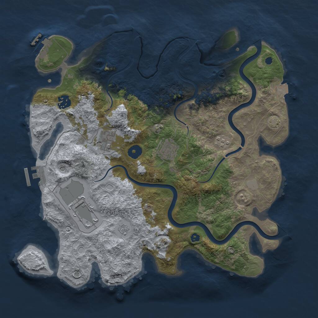 Rust Map: Procedural Map, Size: 3500, Seed: 891467625, 11 Monuments