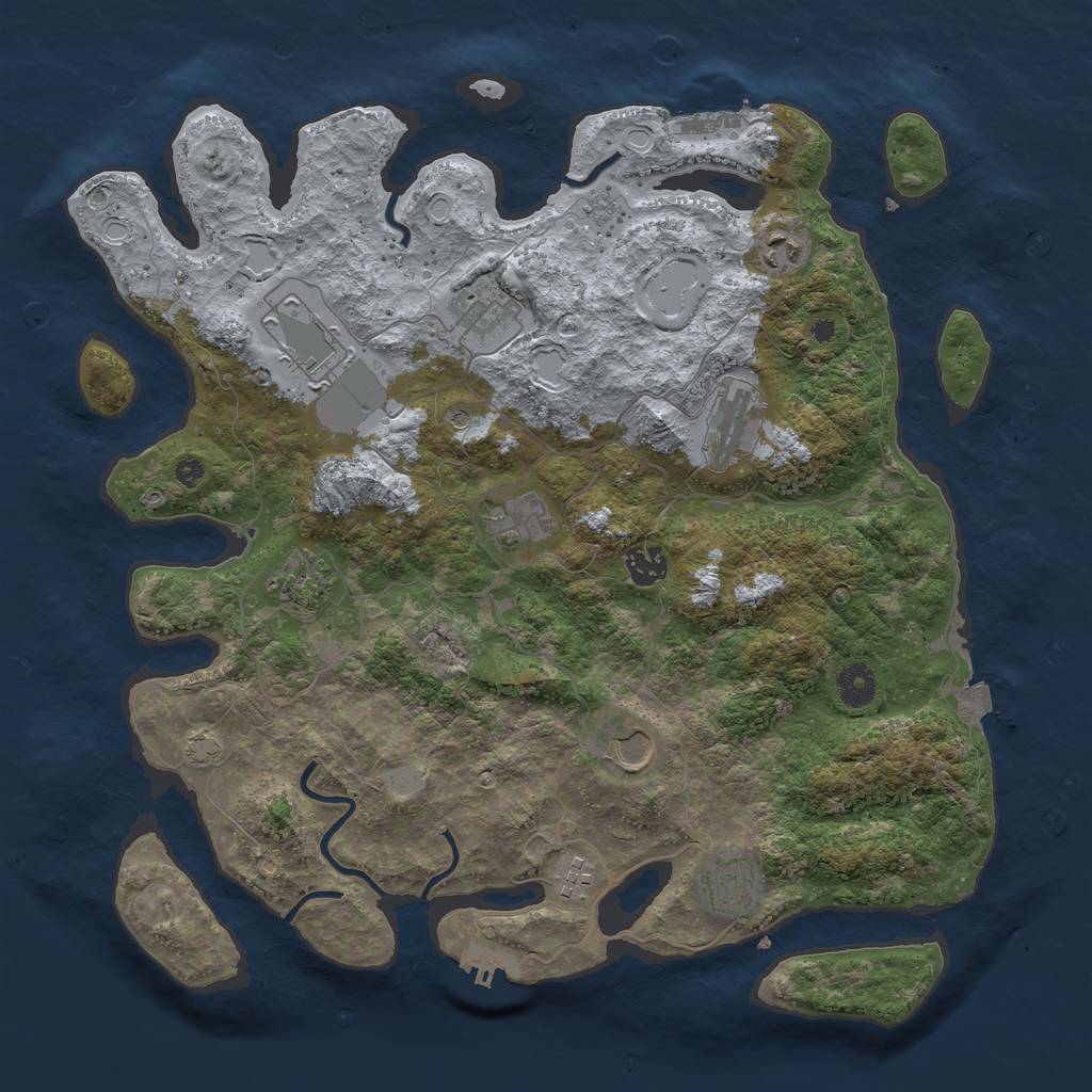 Rust Map: Procedural Map, Size: 3950, Seed: 45487799, 18 Monuments