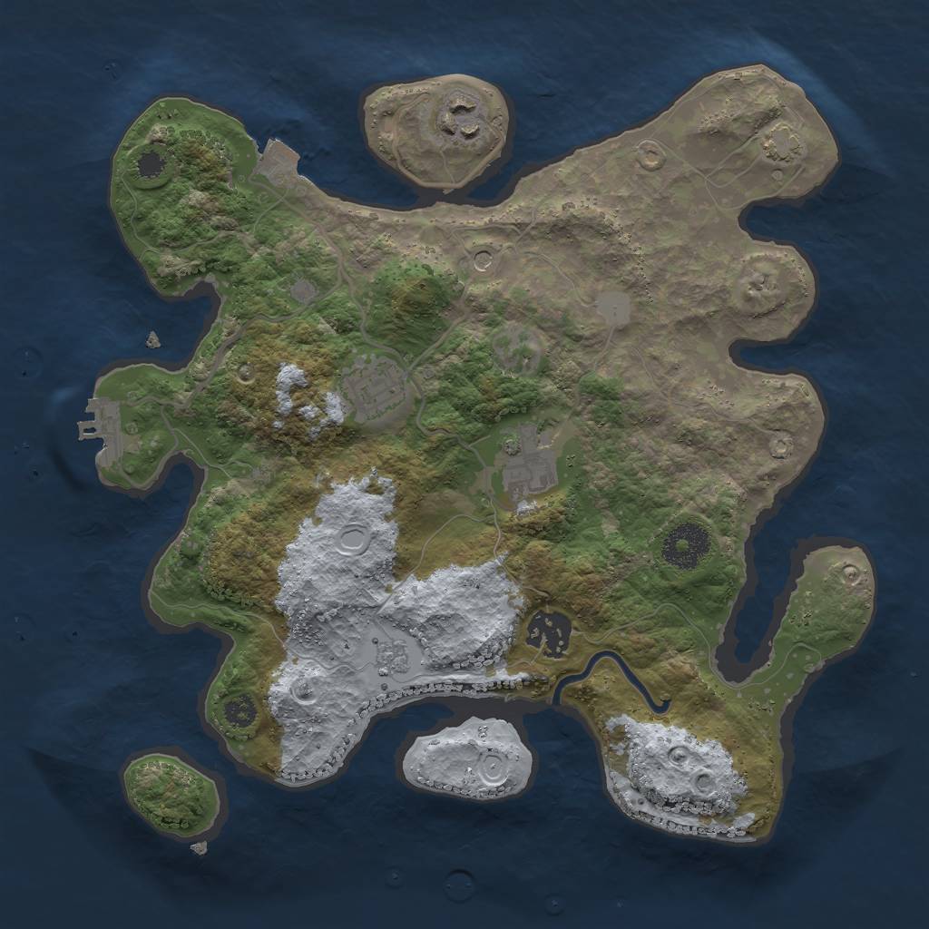 Rust Map: Procedural Map, Size: 3000, Seed: 2200, 11 Monuments
