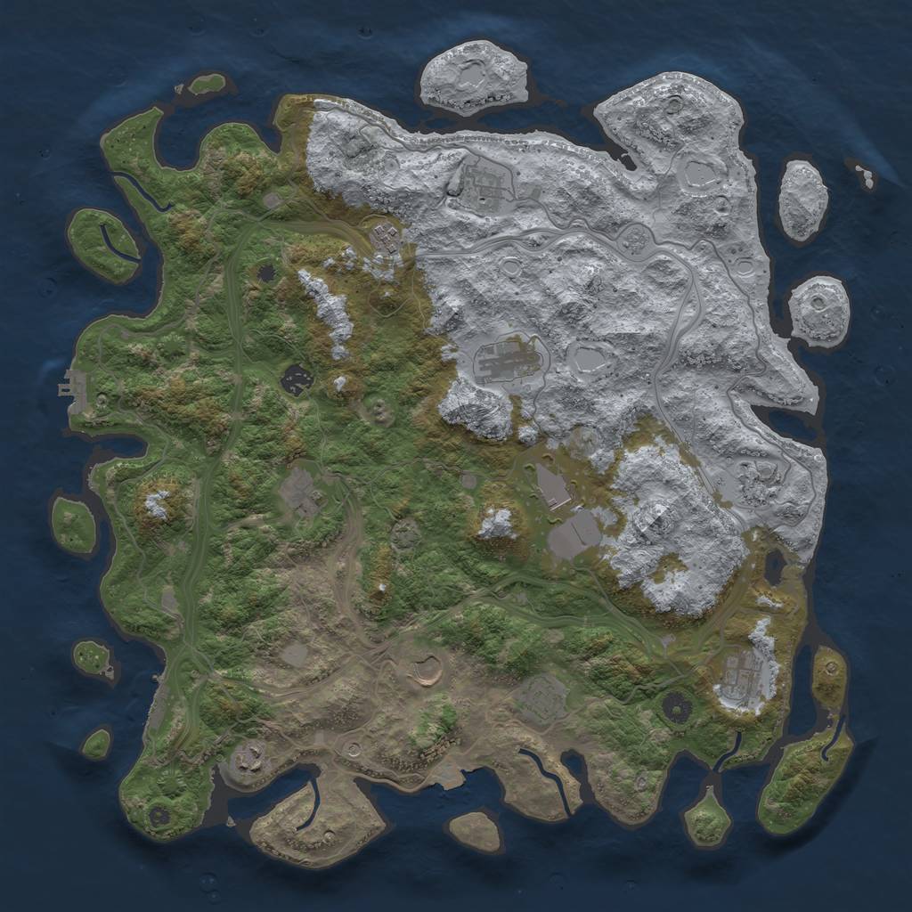 Rust Map: Procedural Map, Size: 4500, Seed: 1348895511, 19 Monuments