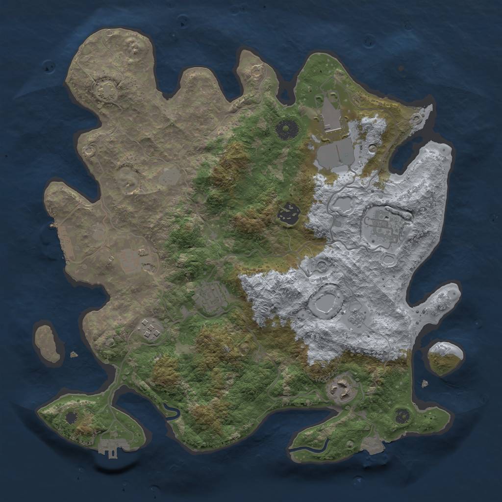 Rust Map: Procedural Map, Size: 3500, Seed: 63641, 15 Monuments