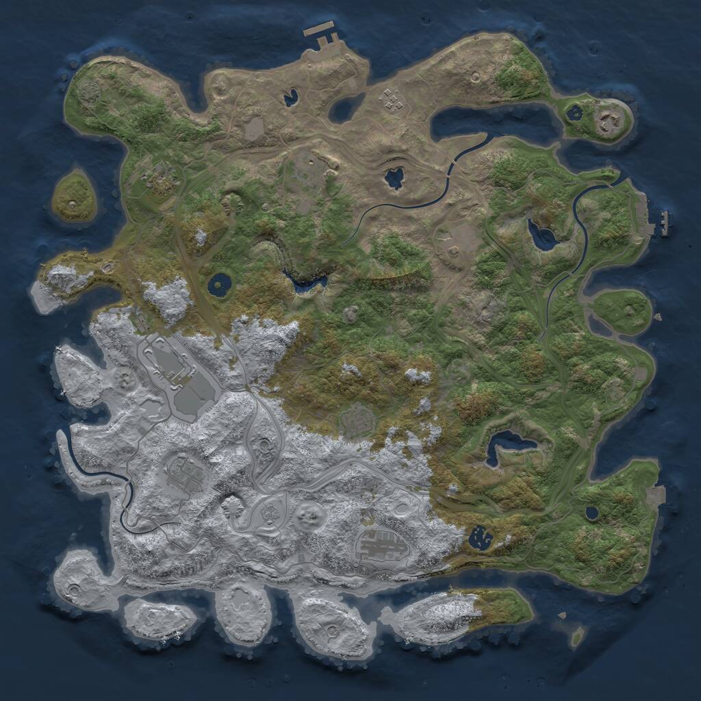 Rust Map: Procedural Map, Size: 4500, Seed: 2089671279, 16 Monuments