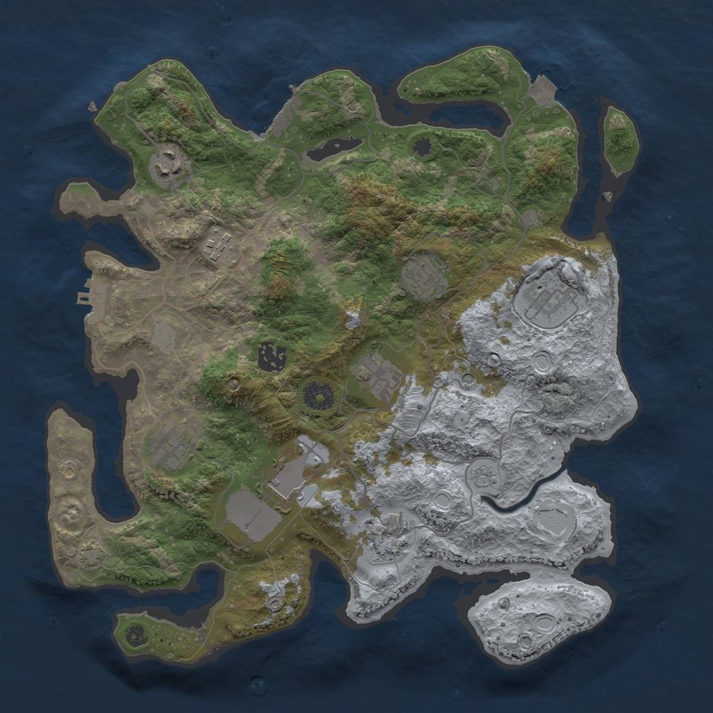 Rust Map: Procedural Map, Size: 3500, Seed: 208885432, 17 Monuments