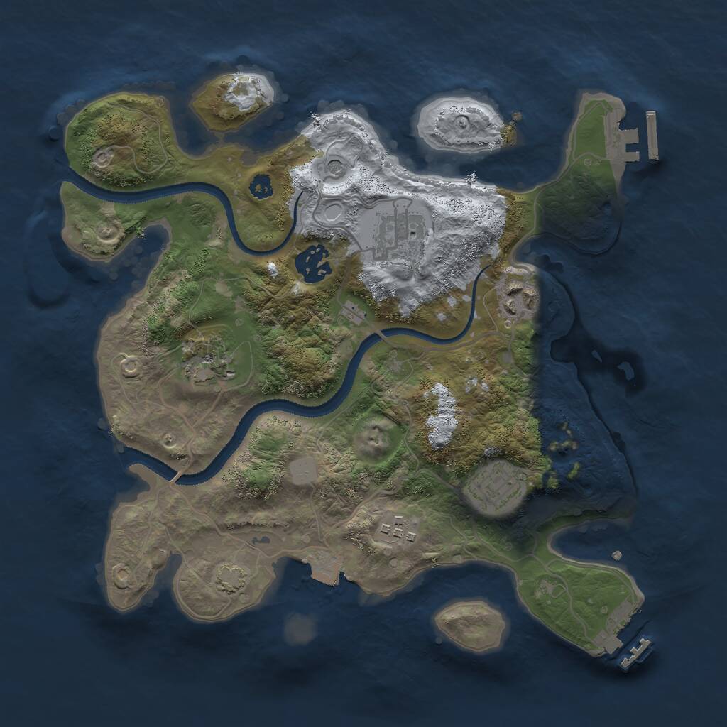 Rust Map: Procedural Map, Size: 3000, Seed: 747223, 11 Monuments