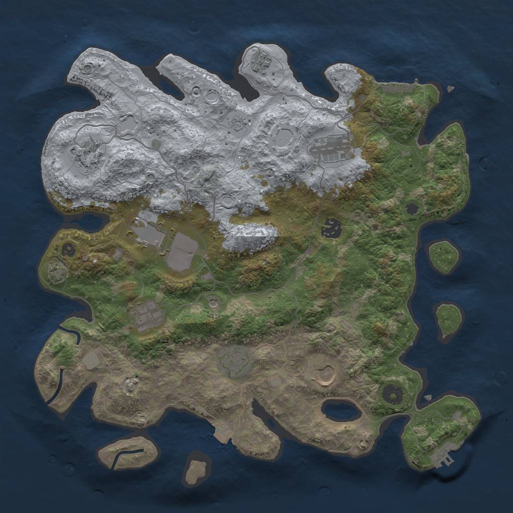 Rust Map: Procedural Map, Size: 3700, Seed: 1939922977, 16 Monuments