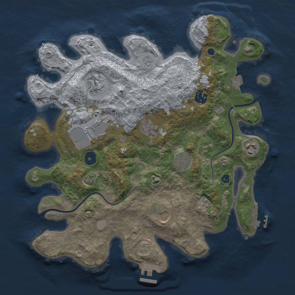 Rust Map: Procedural Map, Size: 3500, Seed: 94864883, 13 Monuments