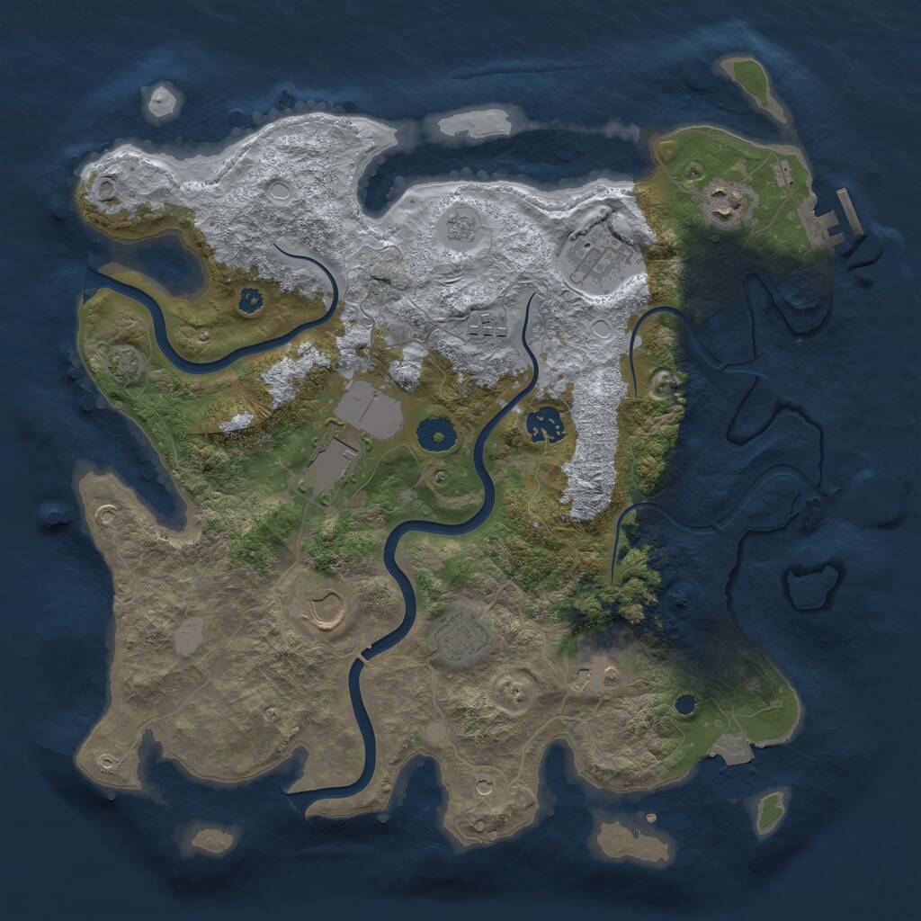 Rust Map: Procedural Map, Size: 3700, Seed: 91867354, 13 Monuments
