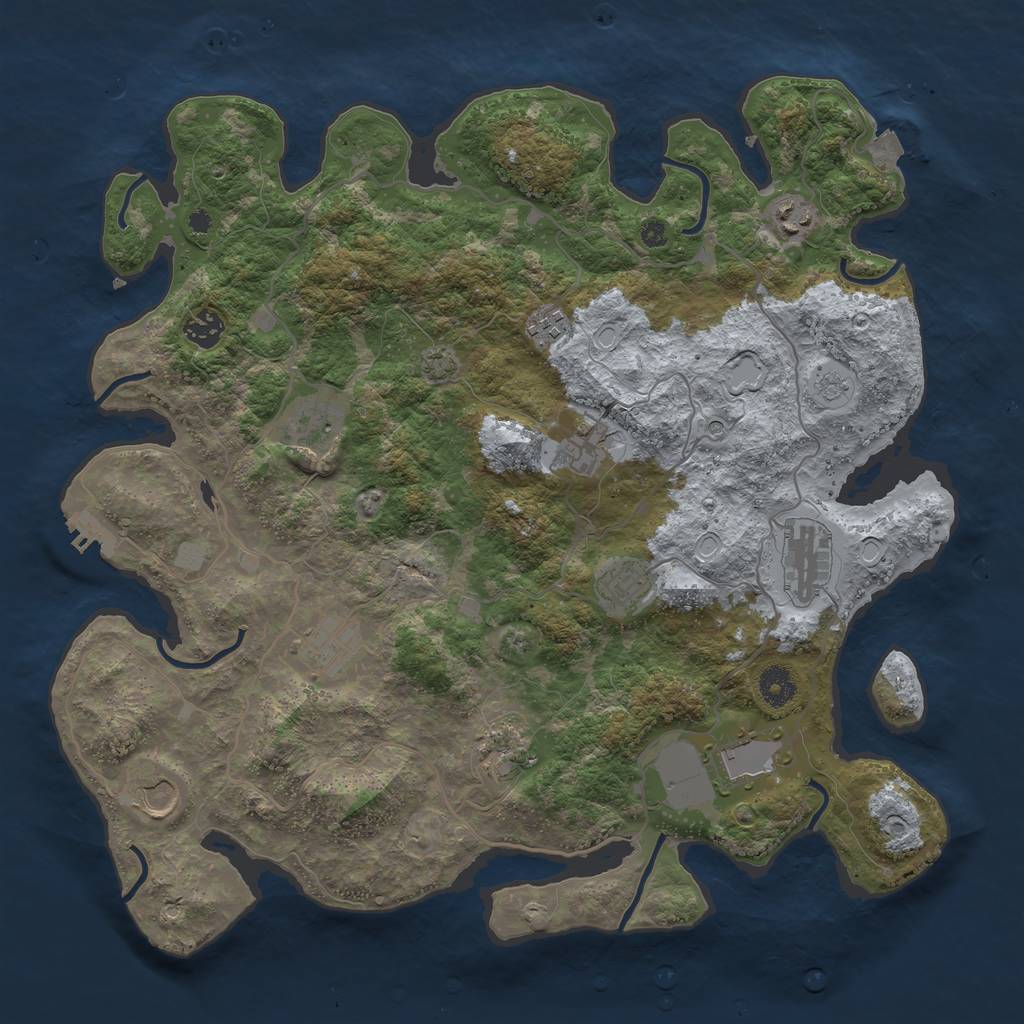 Rust Map: Procedural Map, Size: 4000, Seed: 1144649760, 18 Monuments