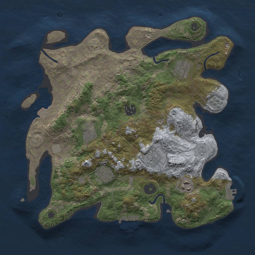 Rust Map: Procedural Map, Size: 3250, Seed: 54587, 15 Monuments