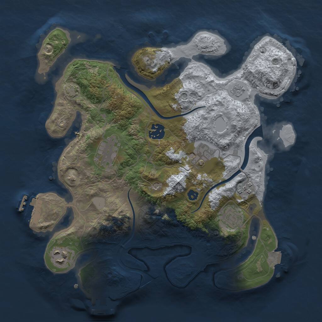Rust Map: Procedural Map, Size: 3000, Seed: 427004658, 12 Monuments
